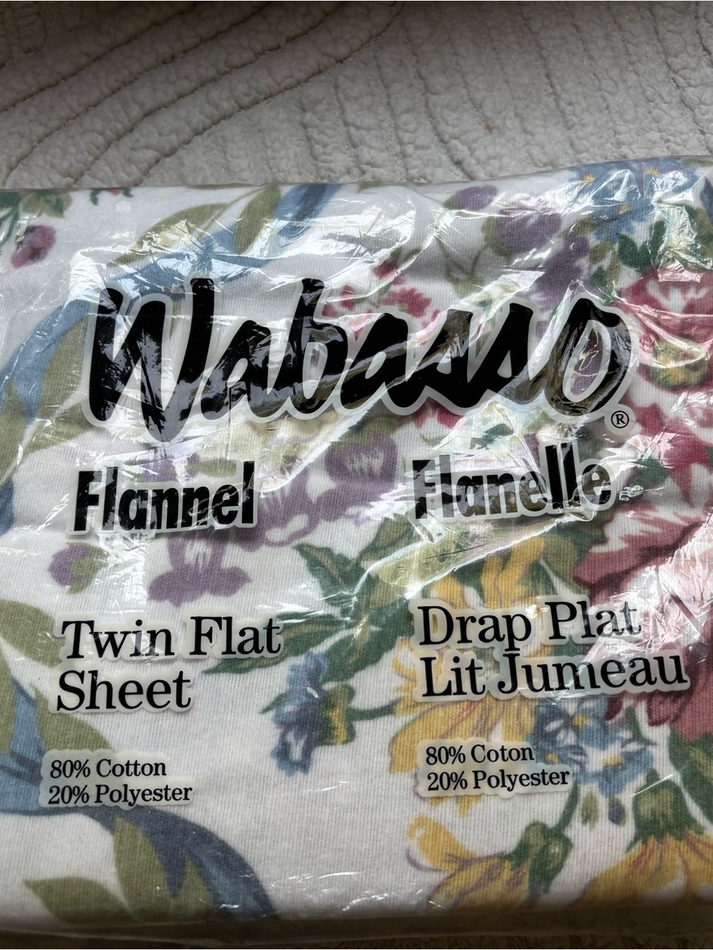 Vintage Floral Flannel Twin Flat Sheet - Multi-Color